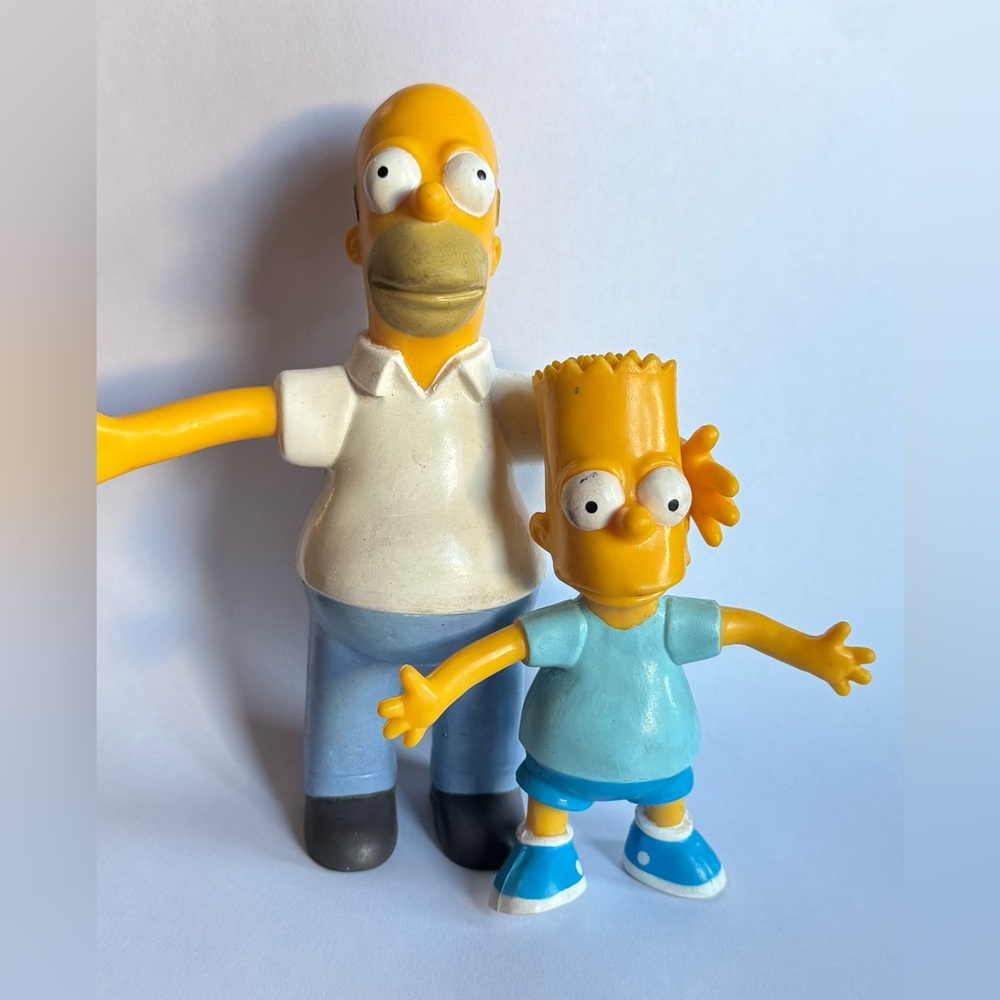 Vintage Homer & Bart Simpson Jesco Toys / Rubber Bendy Figurines / 1990